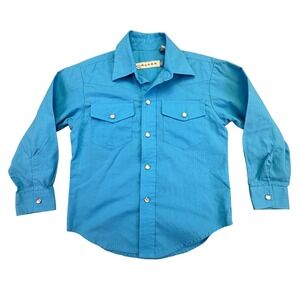 Roper Youth Boy's Pearl Snap Size XS 4-5 Western Long Sleeve‎ Blue Rodeo Wear
